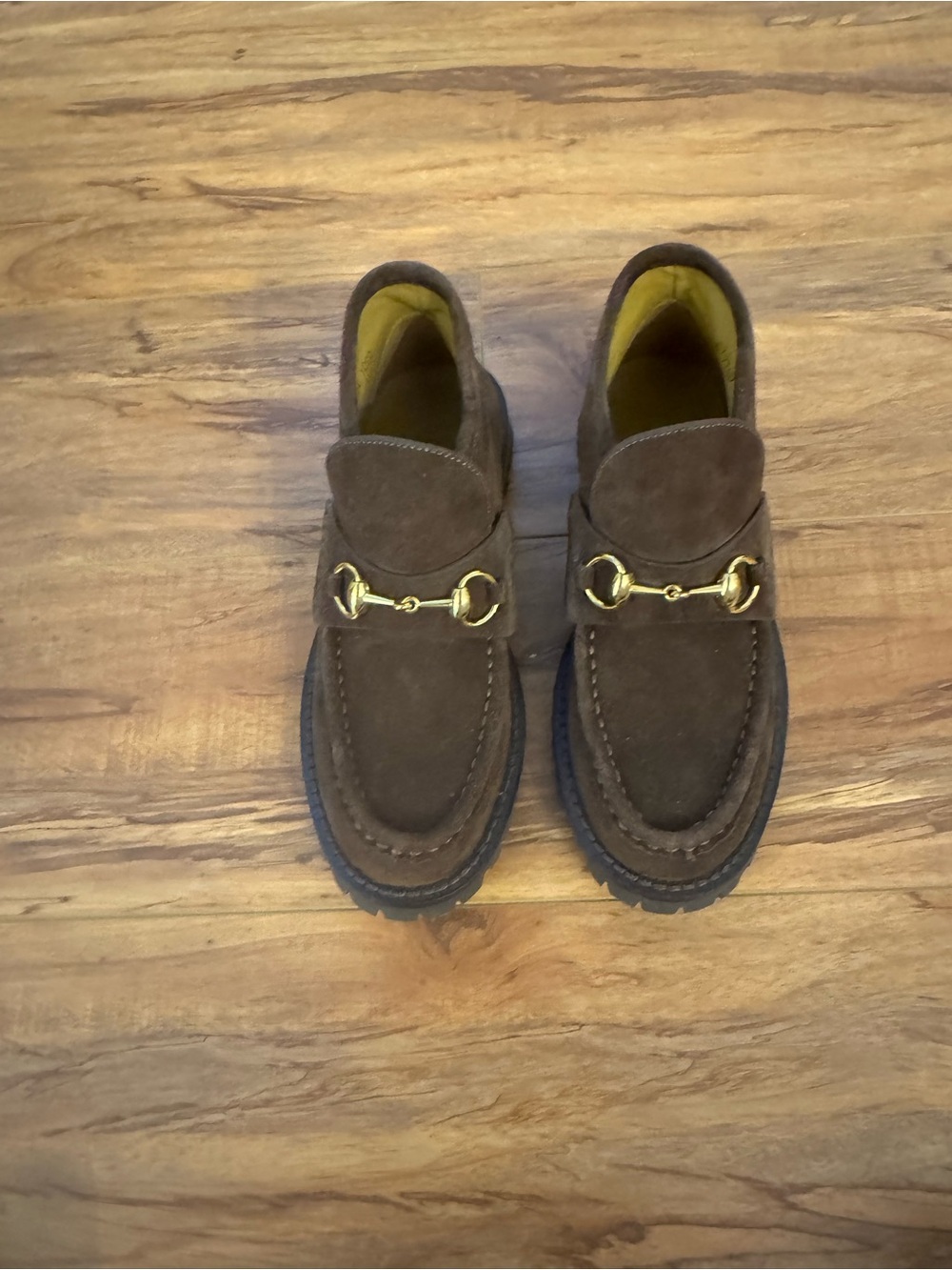 Brown Suede women’s Loafers bootie with Gold Bit